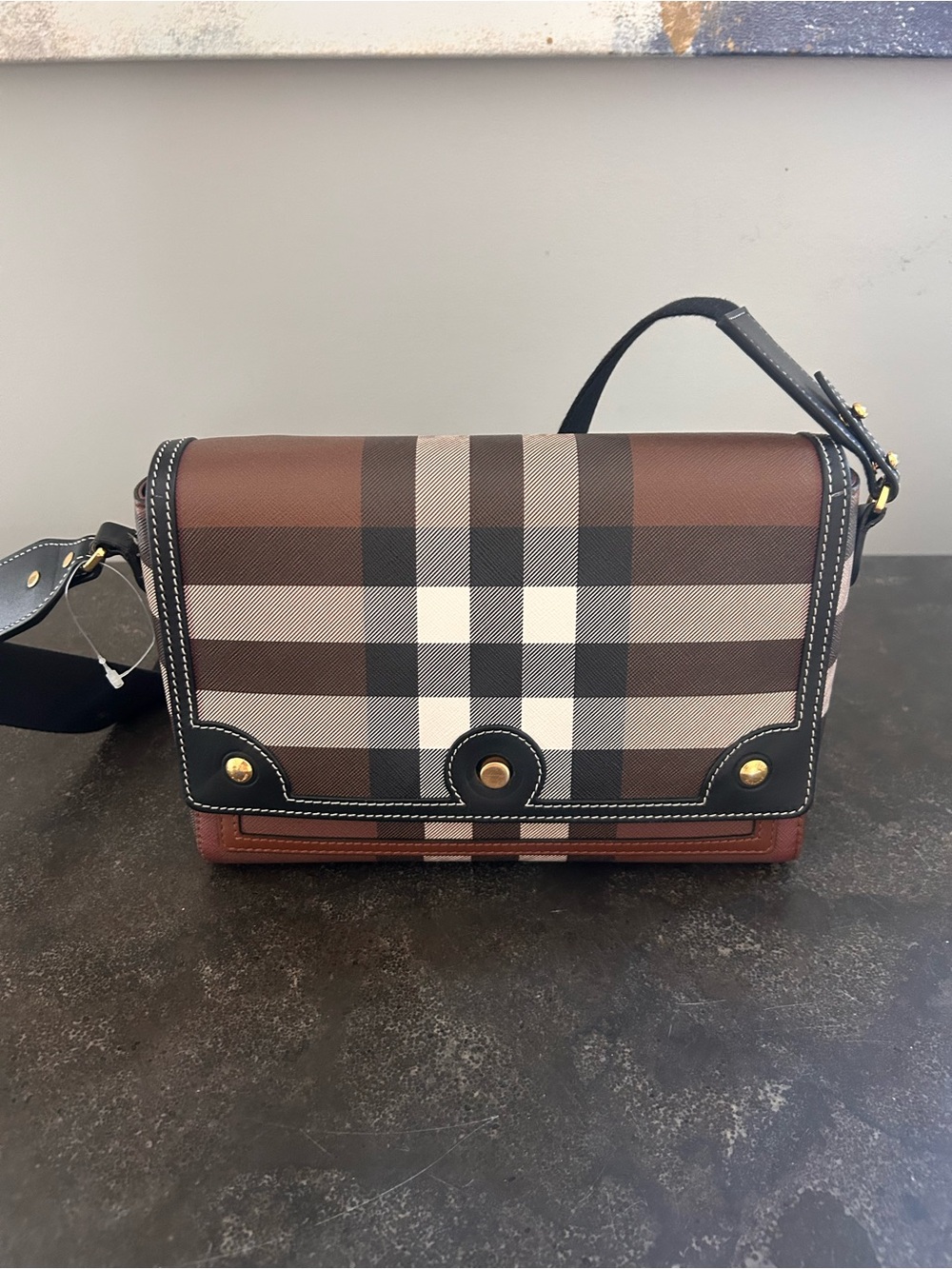 Burberry Note Giant Check E Canvas Crossbody